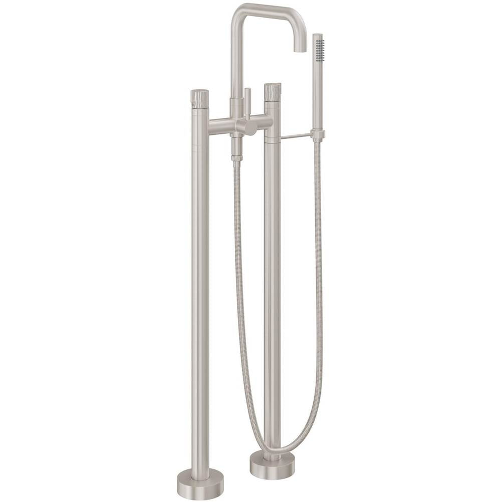 California Faucets Contemporary Single Hole Floor Mount Tub Filler - Quad Spout Antique Brass Finish