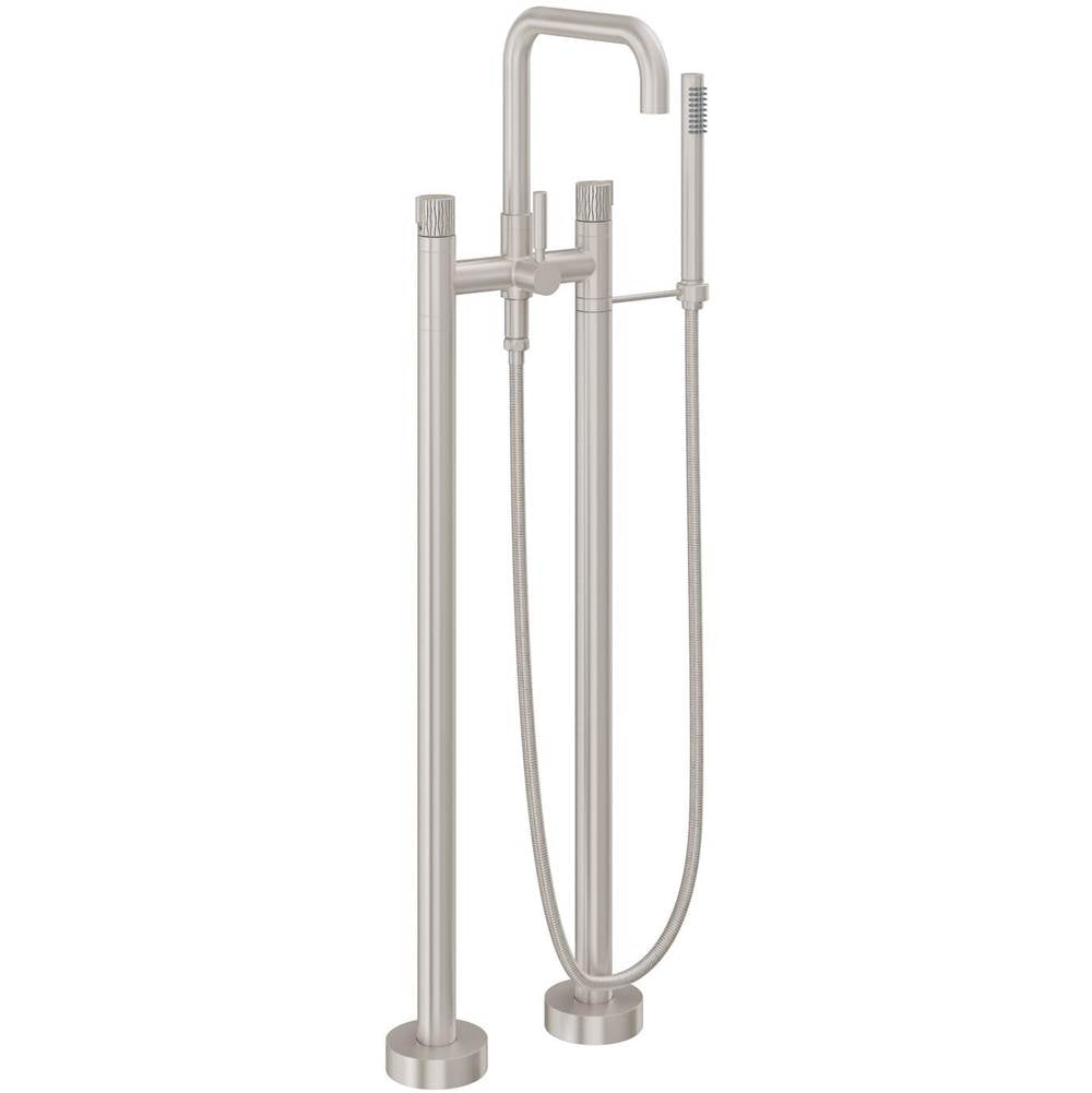 California Faucets Contemporary Single Hole Floor Mount Tub Filler - Quad Spout Antique Brass Finish