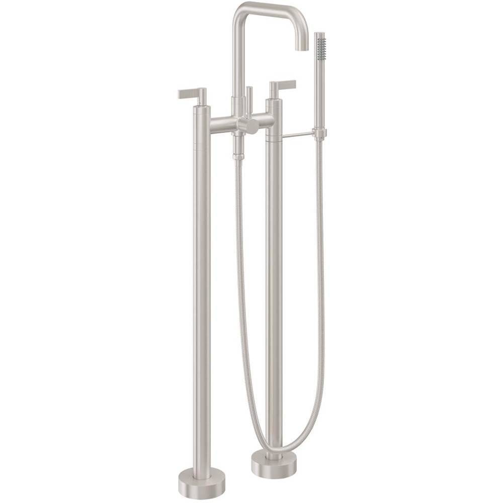 California Faucets Contemporary Single Hole Floor Mount Tub Filler - Quad Spout Antique Brass Finish