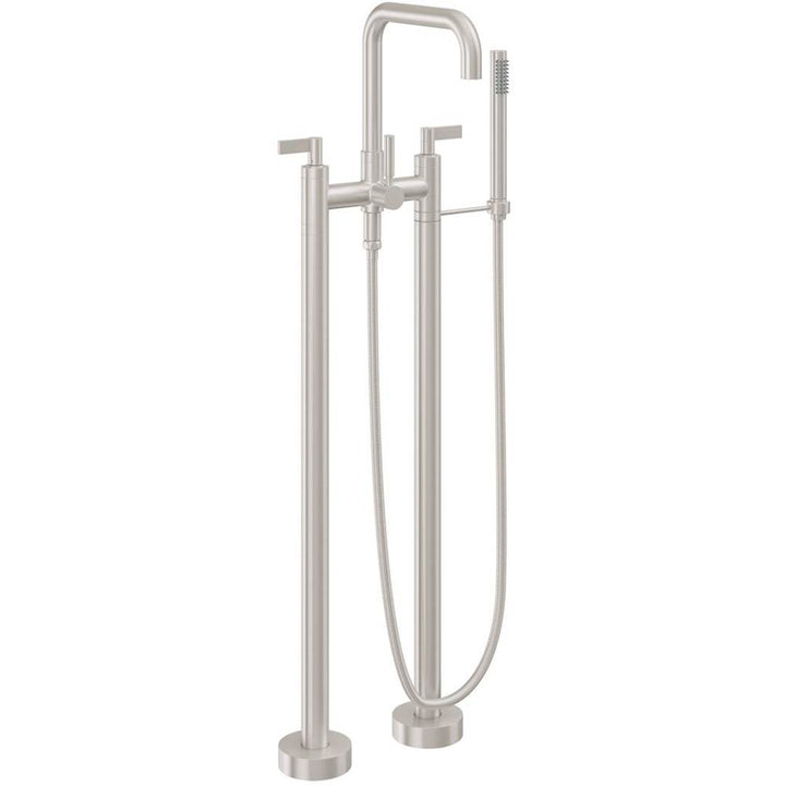 California Faucets Contemporary Single Hole Floor Mount Tub Filler - Quad Spout Antique Brass Finish