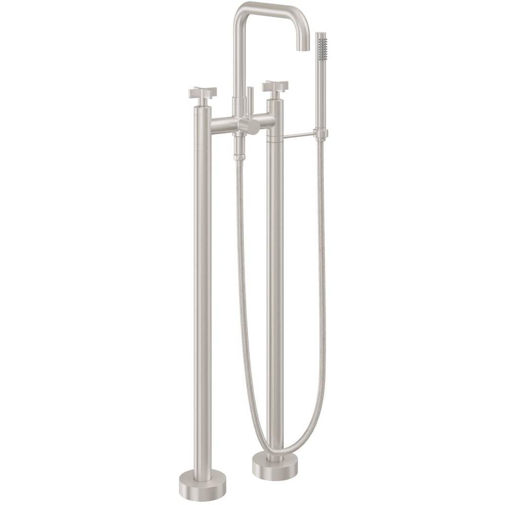 California Faucets Contemporary Single Hole Floor Mount Tub Filler - Quad Spout Antique Brass Finish