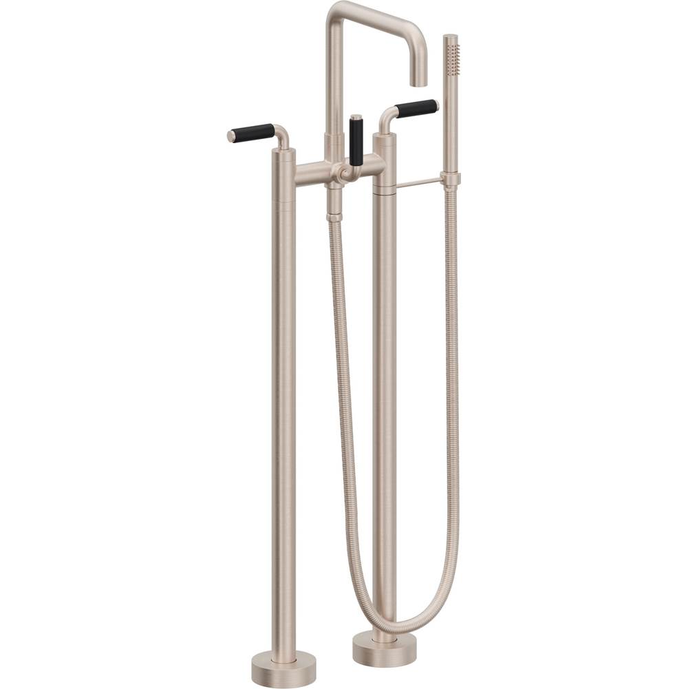 California Faucets Contemporary Single Hole Floor Mount Tub Filler - Quad Spout Antique Brass Finish