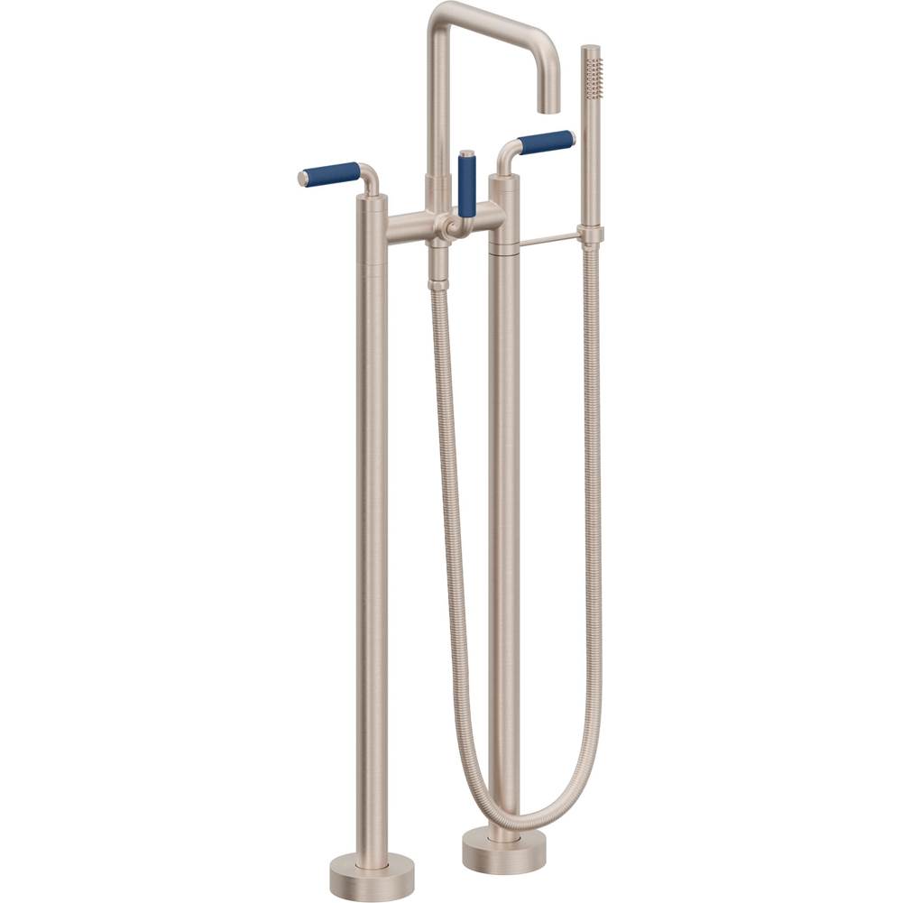 California Faucets Contemporary Single Hole Floor Mount Tub Filler - Quad Spout Antique Brass Finish