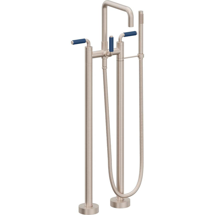 California Faucets Contemporary Single Hole Floor Mount Tub Filler - Quad Spout Antique Brass Finish