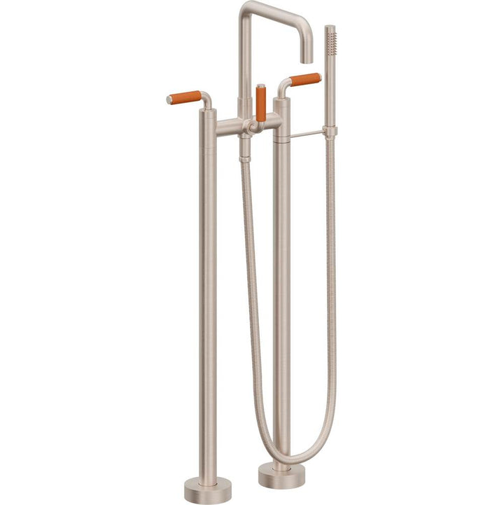 California Faucets Contemporary Single Hole Floor Mount Tub Filler - Quad Spout Antique Brass Finish
