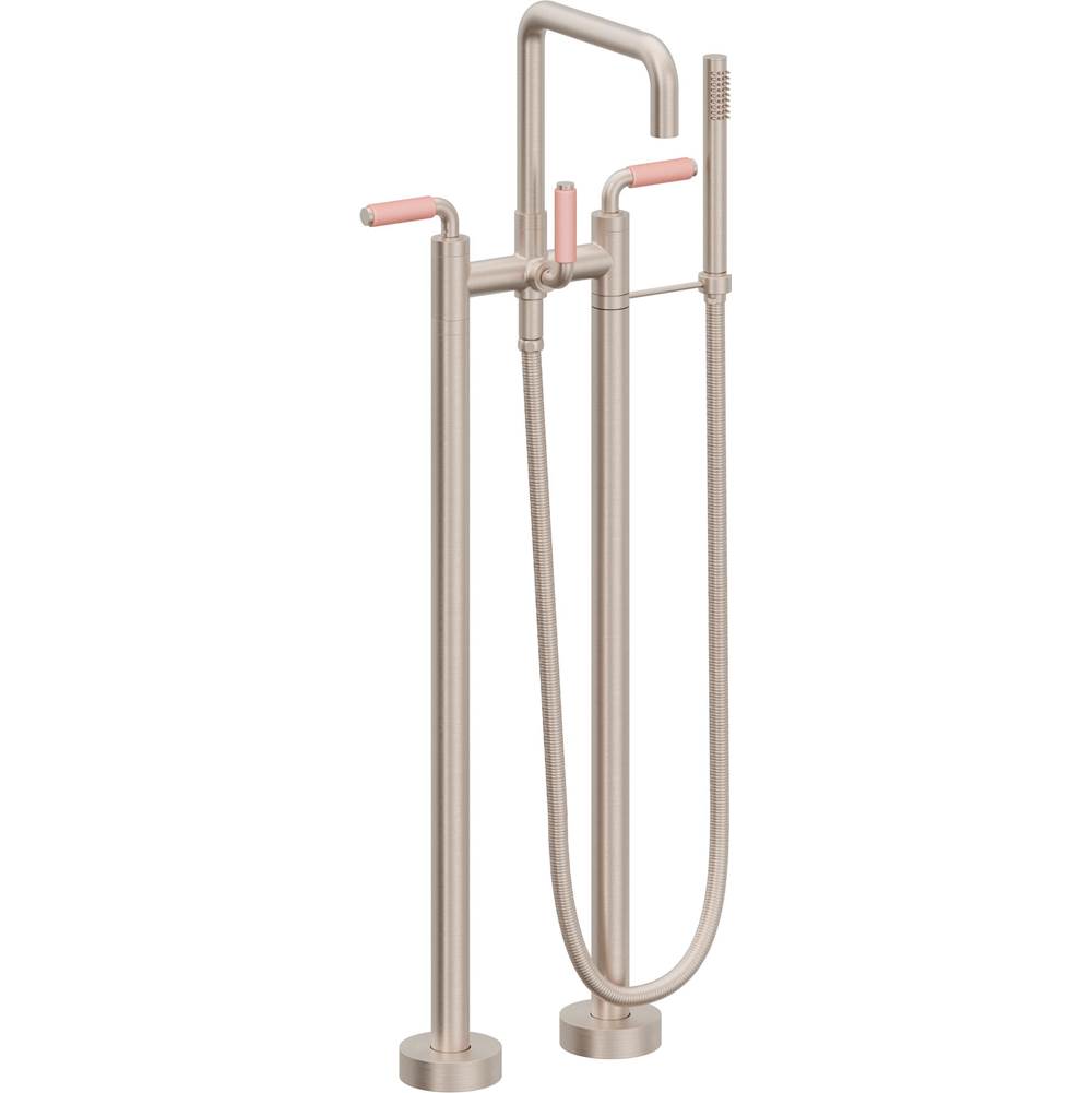 California Faucets Contemporary Single Hole Floor Mount Tub Filler - Quad Spout Antique Brass Finish