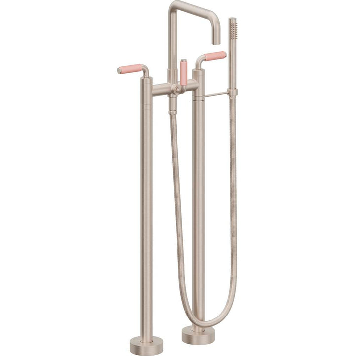 California Faucets Contemporary Single Hole Floor Mount Tub Filler - Quad Spout Antique Brass Finish