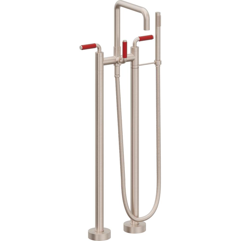 California Faucets Contemporary Single Hole Floor Mount Tub Filler - Quad Spout Antique Brass Finish