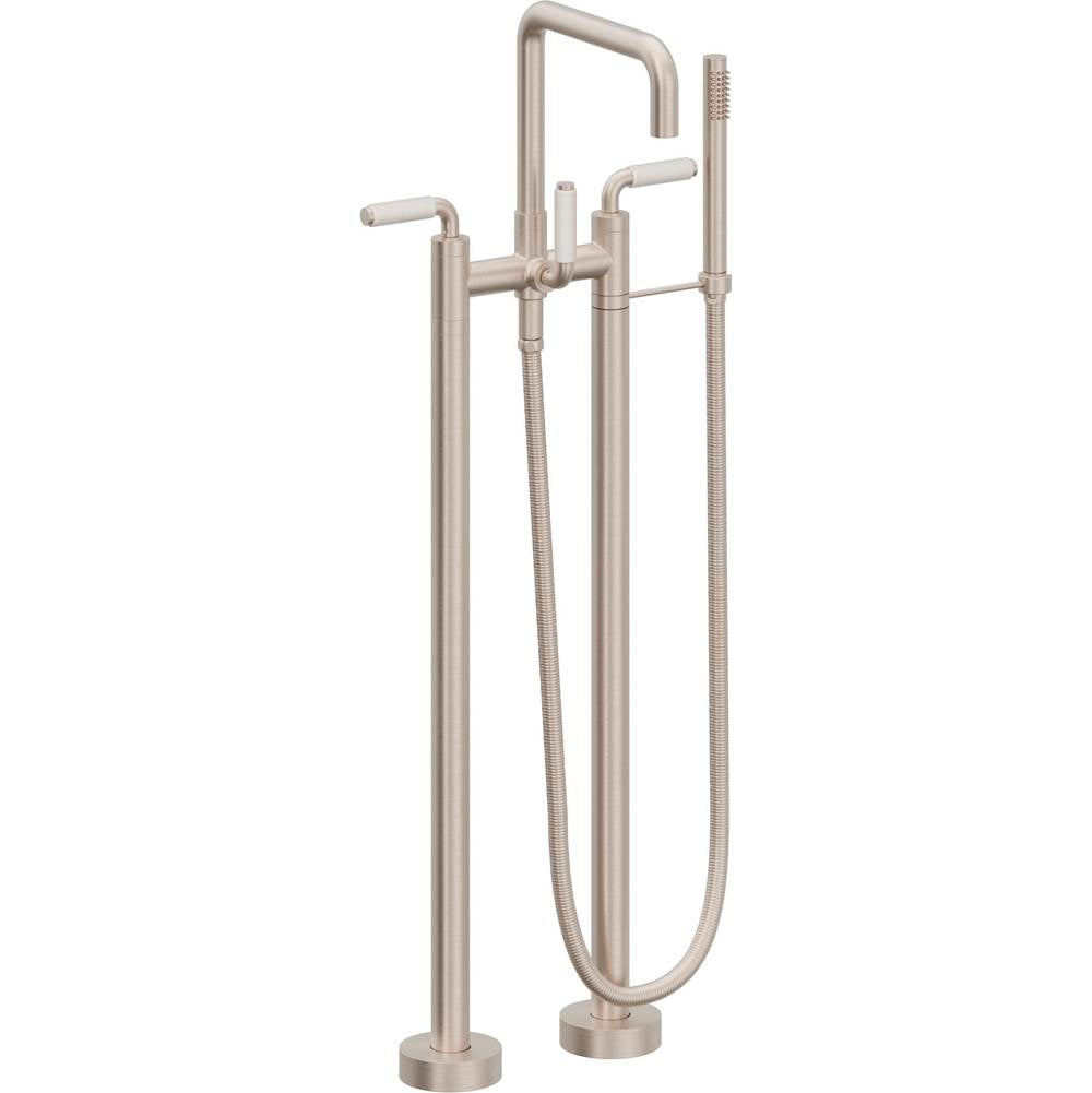 California Faucets Contemporary Single Hole Floor Mount Tub Filler - Quad Spout Antique Brass Finish