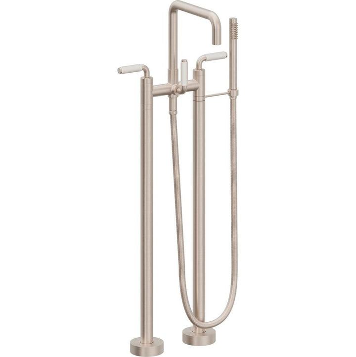 California Faucets Contemporary Single Hole Floor Mount Tub Filler - Quad Spout Antique Brass Finish