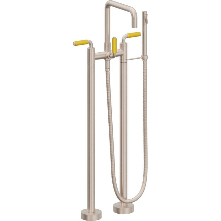 California Faucets Contemporary Single Hole Floor Mount Tub Filler - Quad Spout Antique Brass Finish