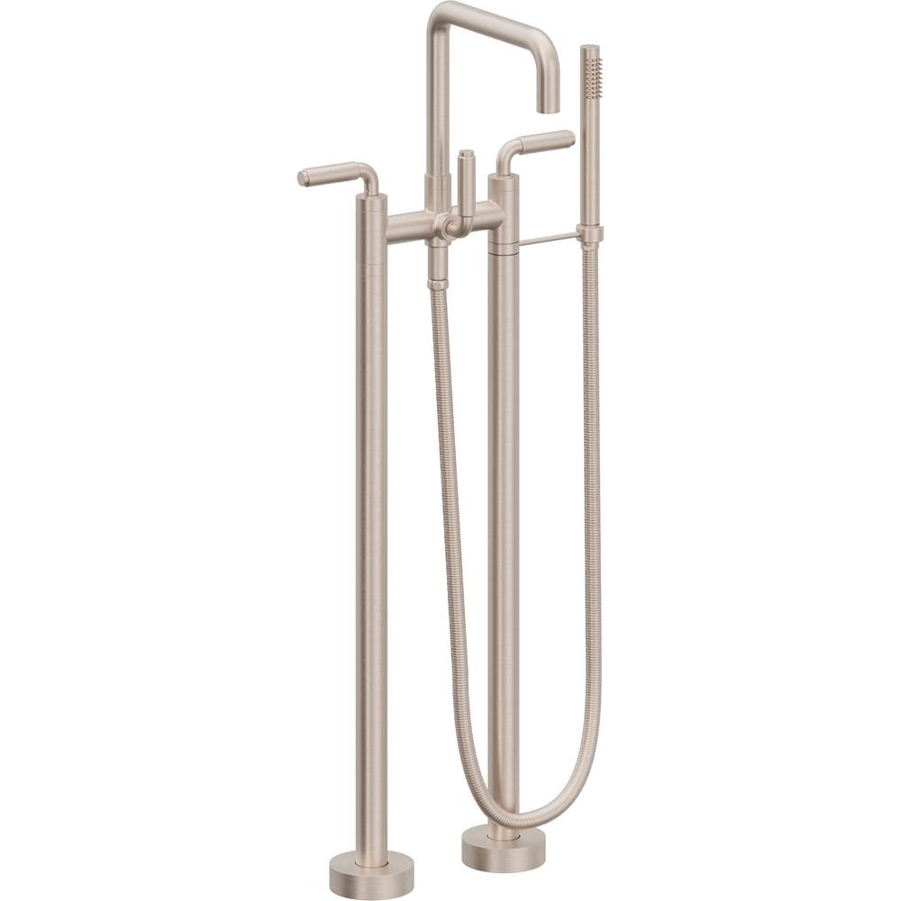 California Faucets Contemporary Single Hole Floor Mount Tub Filler - Quad Spout Antique Brass Finish