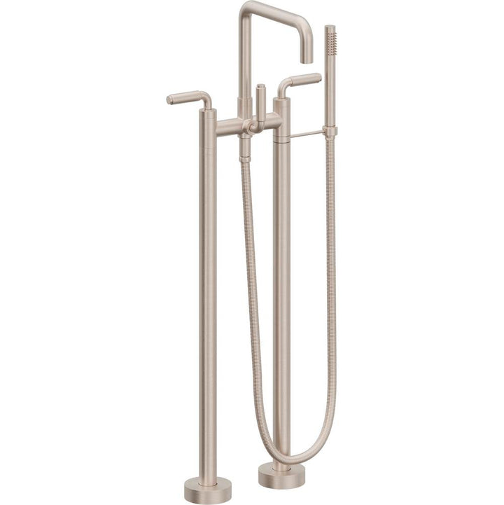 California Faucets Contemporary Single Hole Floor Mount Tub Filler - Quad Spout Antique Brass Finish