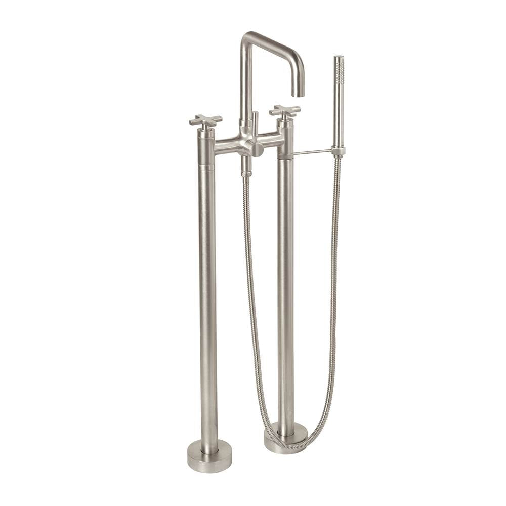 California Faucets Contemporary Single Hole Floor Mount Tub Filler - Quad Spout Antique Brass Finish