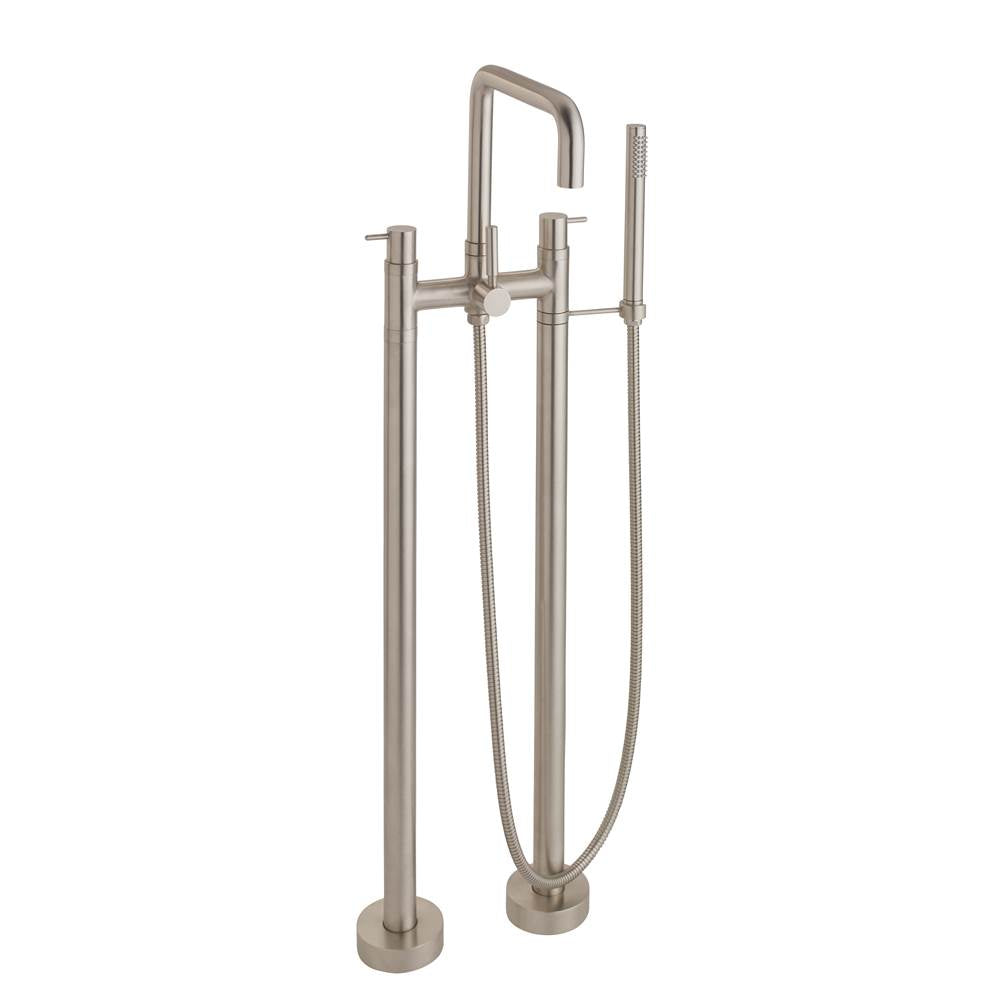 California Faucets Contemporary Single Hole Floor Mount Tub Filler - Quad Spout Antique Brass Finish