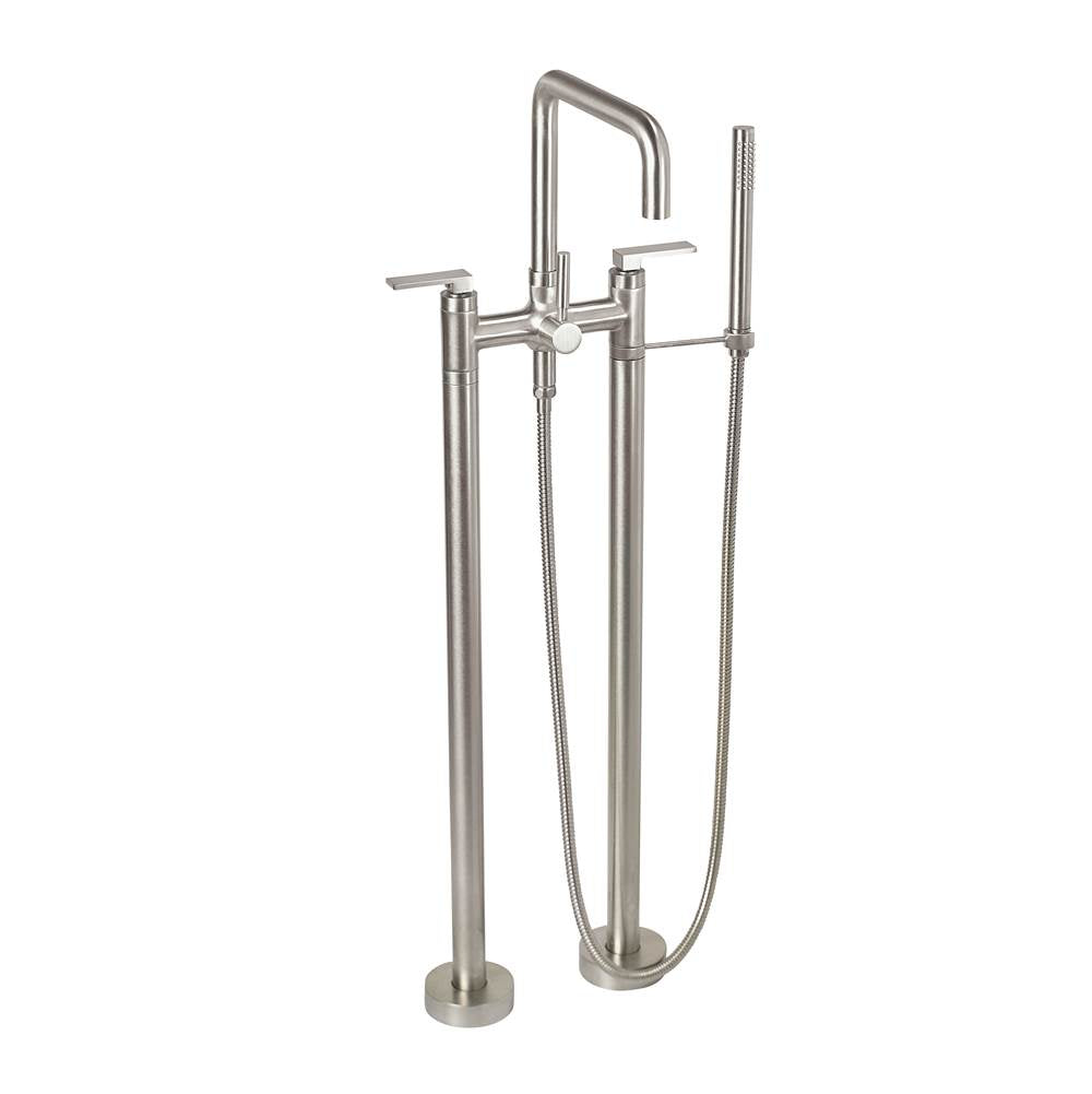 California Faucets Contemporary Single Hole Floor Mount Tub Filler - Quad Spout Antique Brass Finish