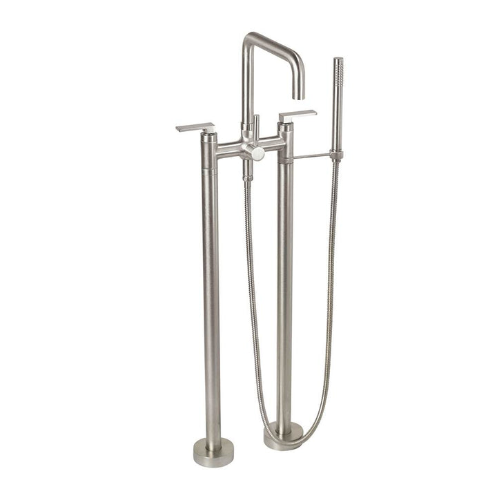 California Faucets Contemporary Single Hole Floor Mount Tub Filler - Quad Spout Antique Brass Finish