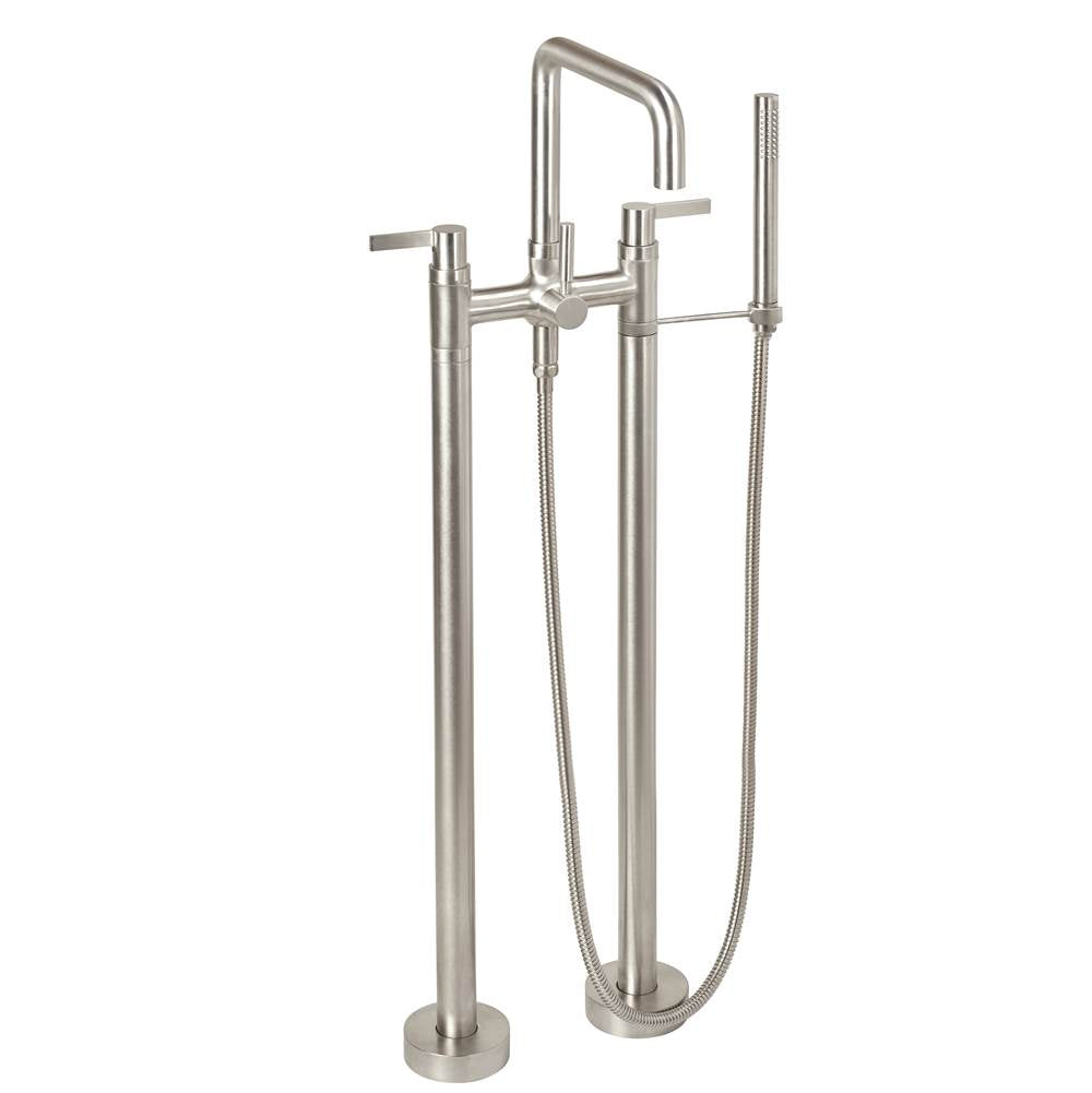 California Faucets Contemporary Single Hole Floor Mount Tub Filler - Quad Spout Antique Brass Finish