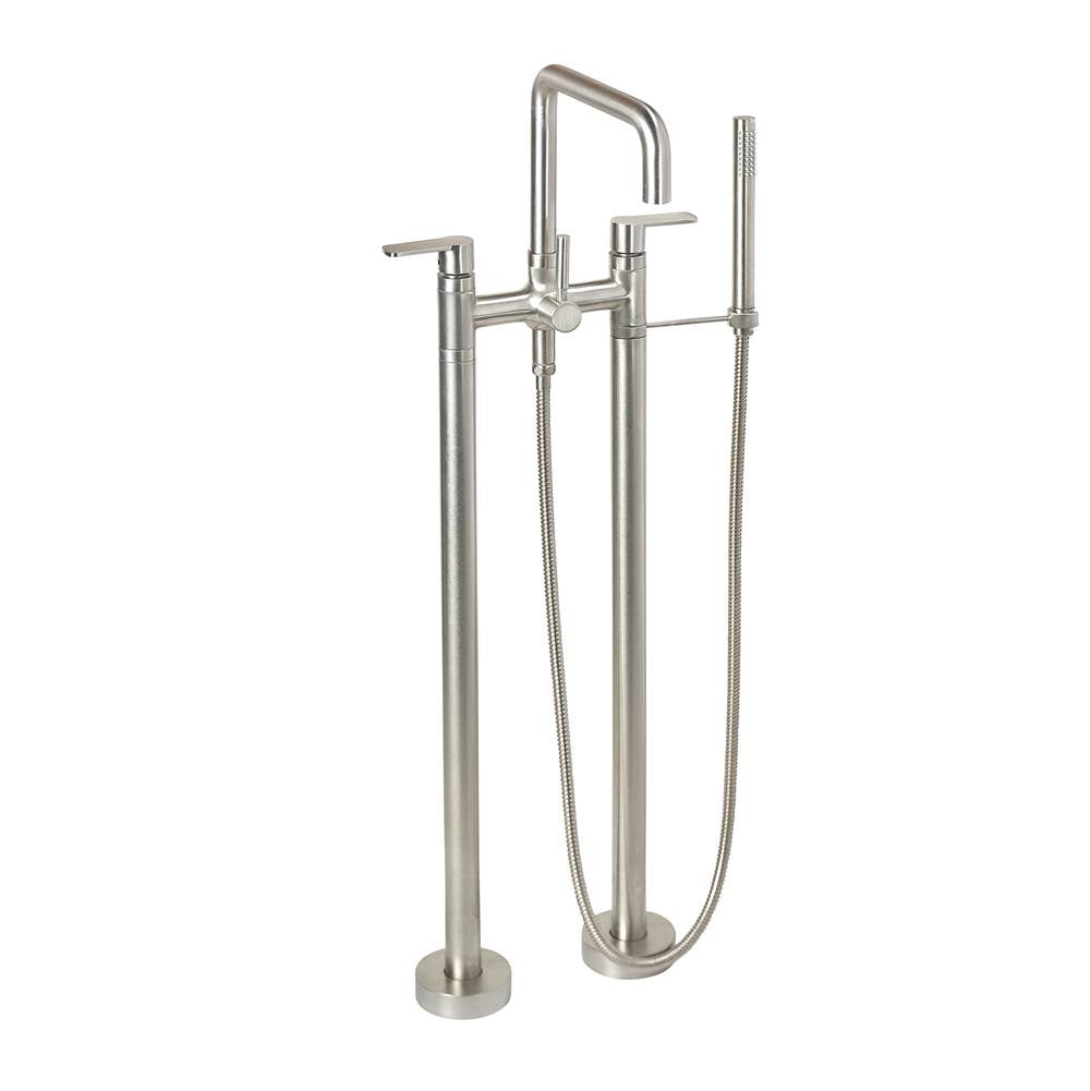 California Faucets Contemporary Single Hole Floor Mount Tub Filler - Quad Spout Antique Brass Finish