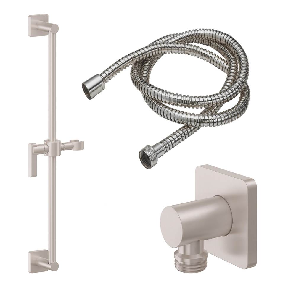 California Faucets Slide Bar Handshower Kit with Rounded Square Base