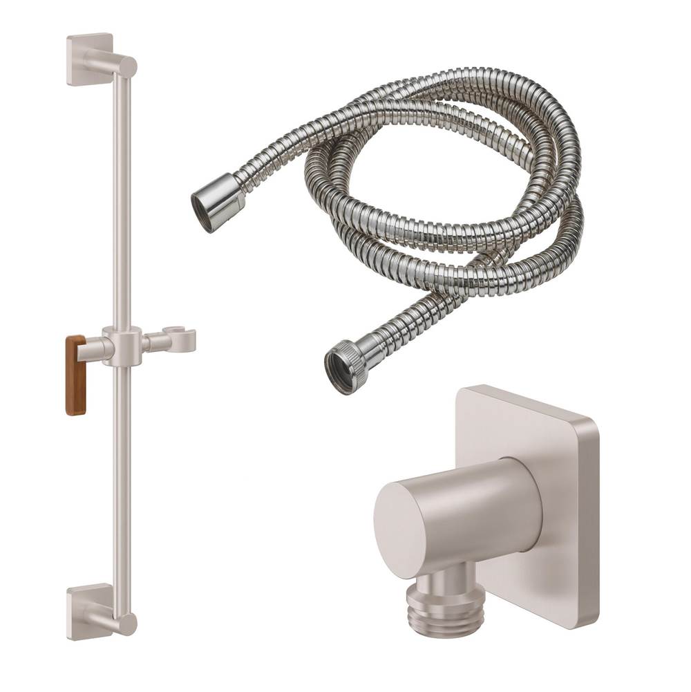 California Faucets Slide Bar Handshower Kit with Rounded Square Base