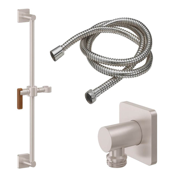 California Faucets Slide Bar Handshower Kit with Rounded Square Base