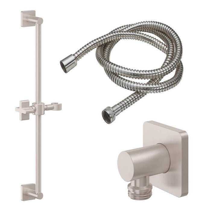 California Faucets Slide Bar Handshower Kit with Rounded Square Base
