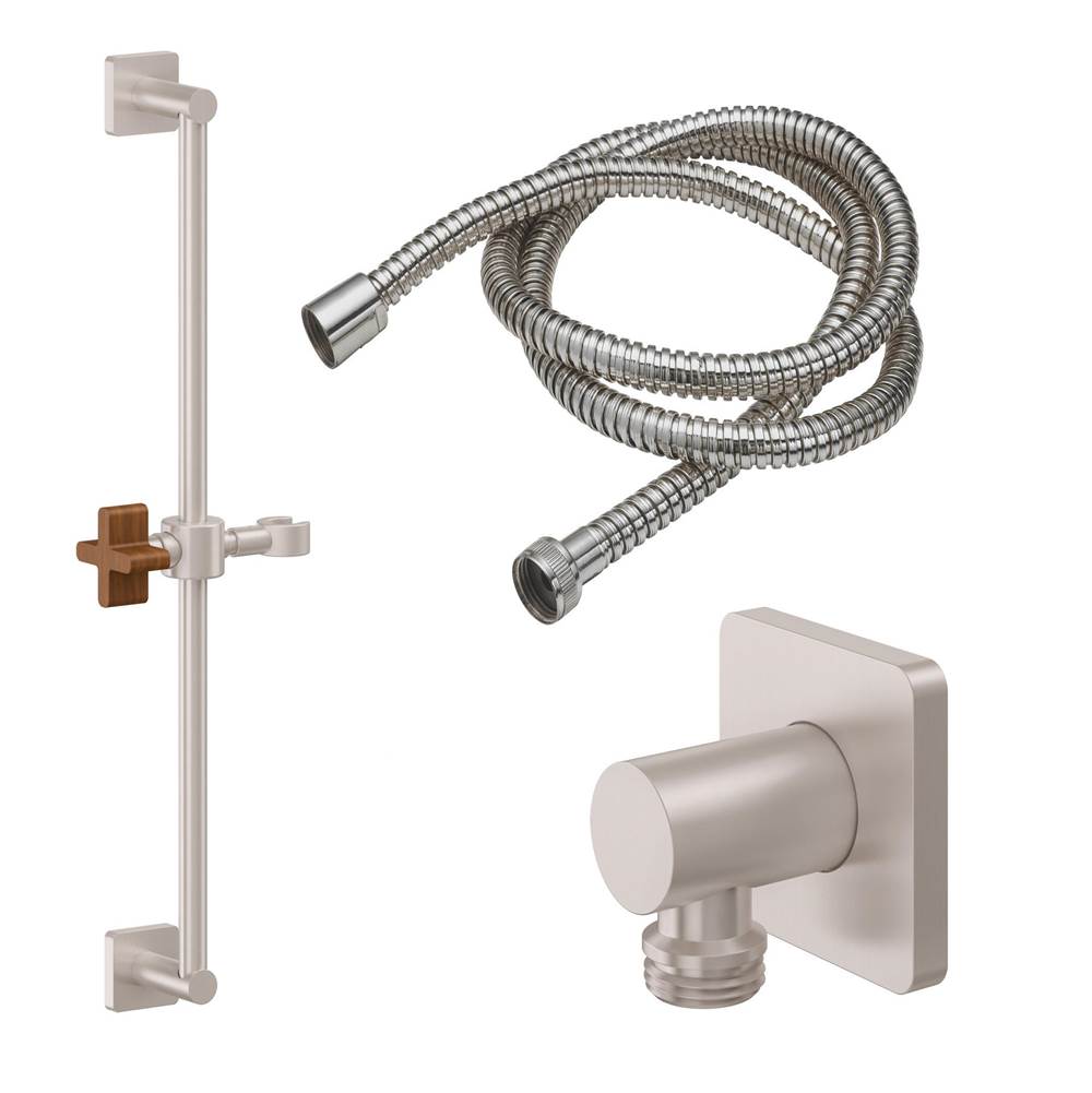 California Faucets Slide Bar Handshower Kit with Rounded Square Base