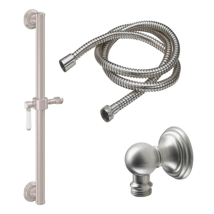 California Faucets Grab Bar Handshower Kit - Porcelain Lever Handle with Line Base
