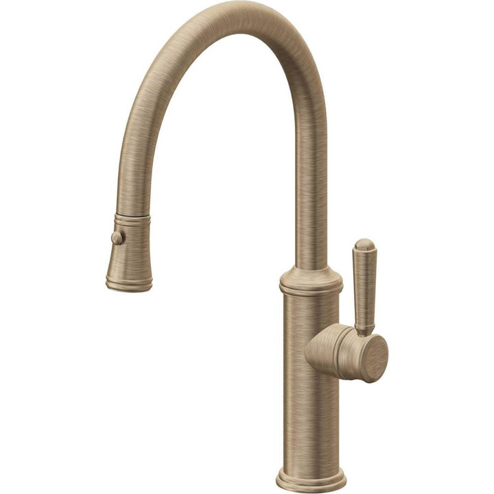 California Faucets Pull-Down Kitchen Faucet with Button Sprayer  - Low Arc Spout