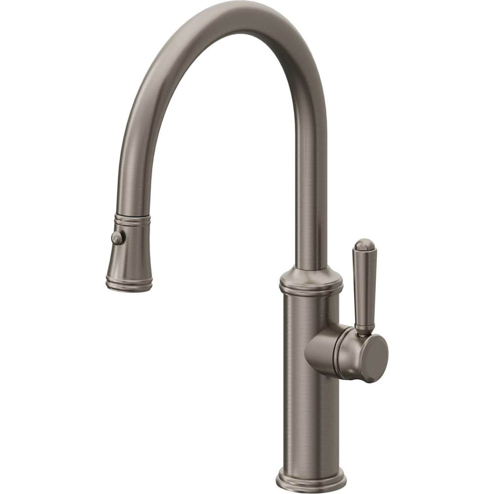 California Faucets Pull-Down Kitchen Faucet with Button Sprayer  - Low Arc Spout