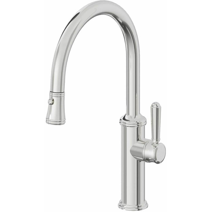 California Faucets Pull-Down Kitchen Faucet with Button Sprayer  - Low Arc Spout