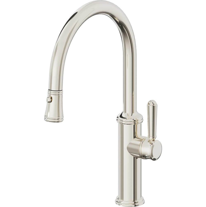 California Faucets Pull-Down Kitchen Faucet with Button Sprayer  - Low Arc Spout