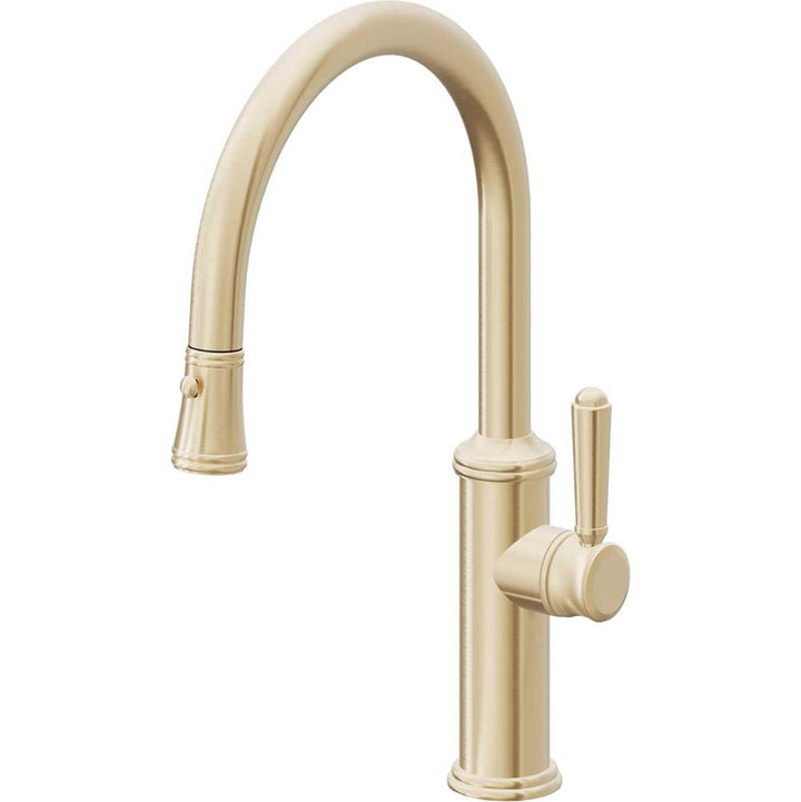 California Faucets Pull-Down Kitchen Faucet with Button Sprayer  - Low Arc Spout