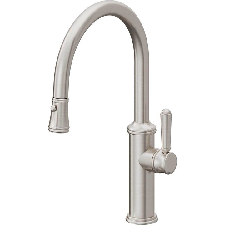 California Faucets Pull-Down Kitchen Faucet with Button Sprayer  - Low Arc Spout