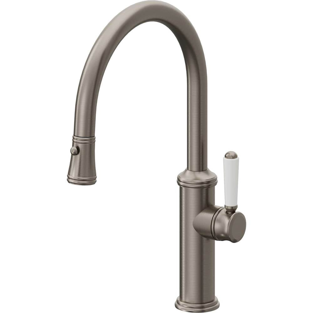 California Faucets Pull-Down Kitchen Faucet with Button Sprayer  - Low Arc Spout