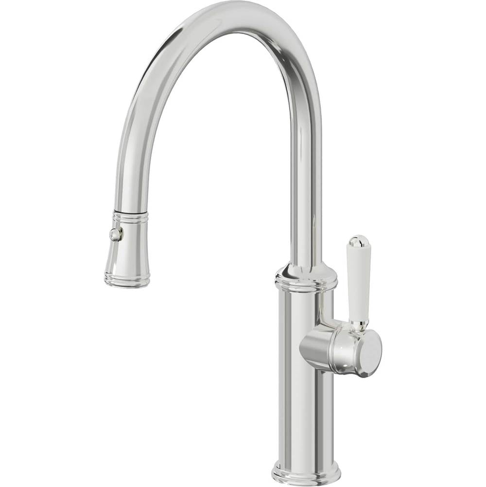California Faucets Pull-Down Kitchen Faucet with Button Sprayer  - Low Arc Spout