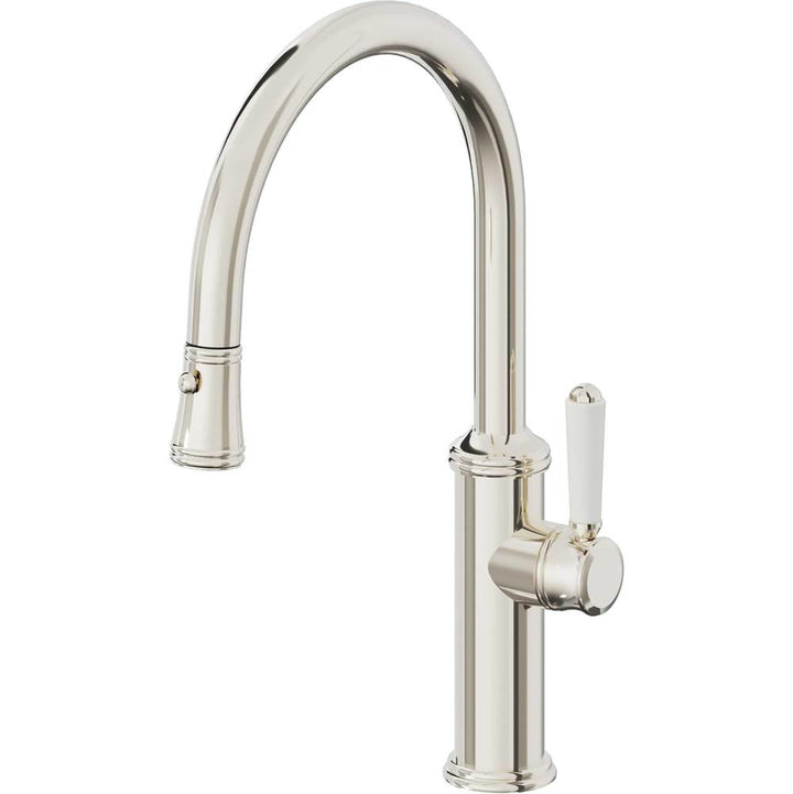 California Faucets Pull-Down Kitchen Faucet with Button Sprayer  - Low Arc Spout