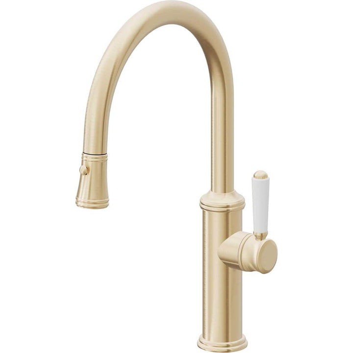 California Faucets Pull-Down Kitchen Faucet with Button Sprayer  - Low Arc Spout