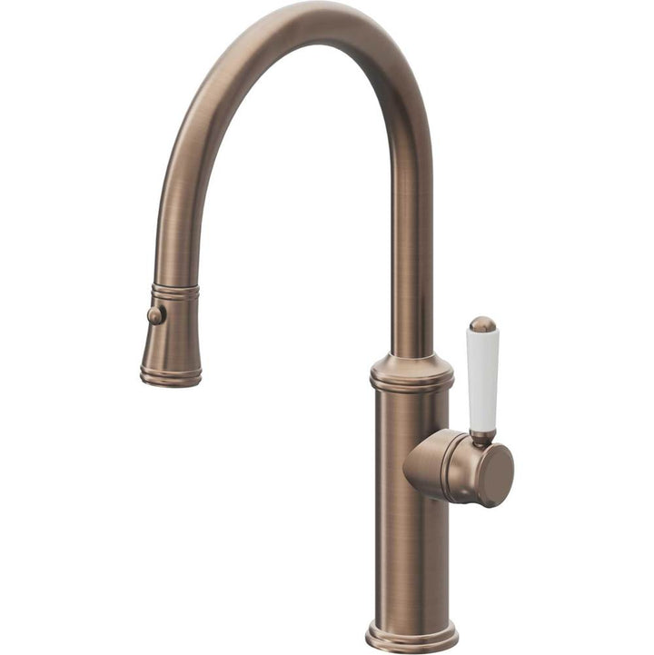 California Faucets Pull-Down Kitchen Faucet with Button Sprayer  - Low Arc Spout