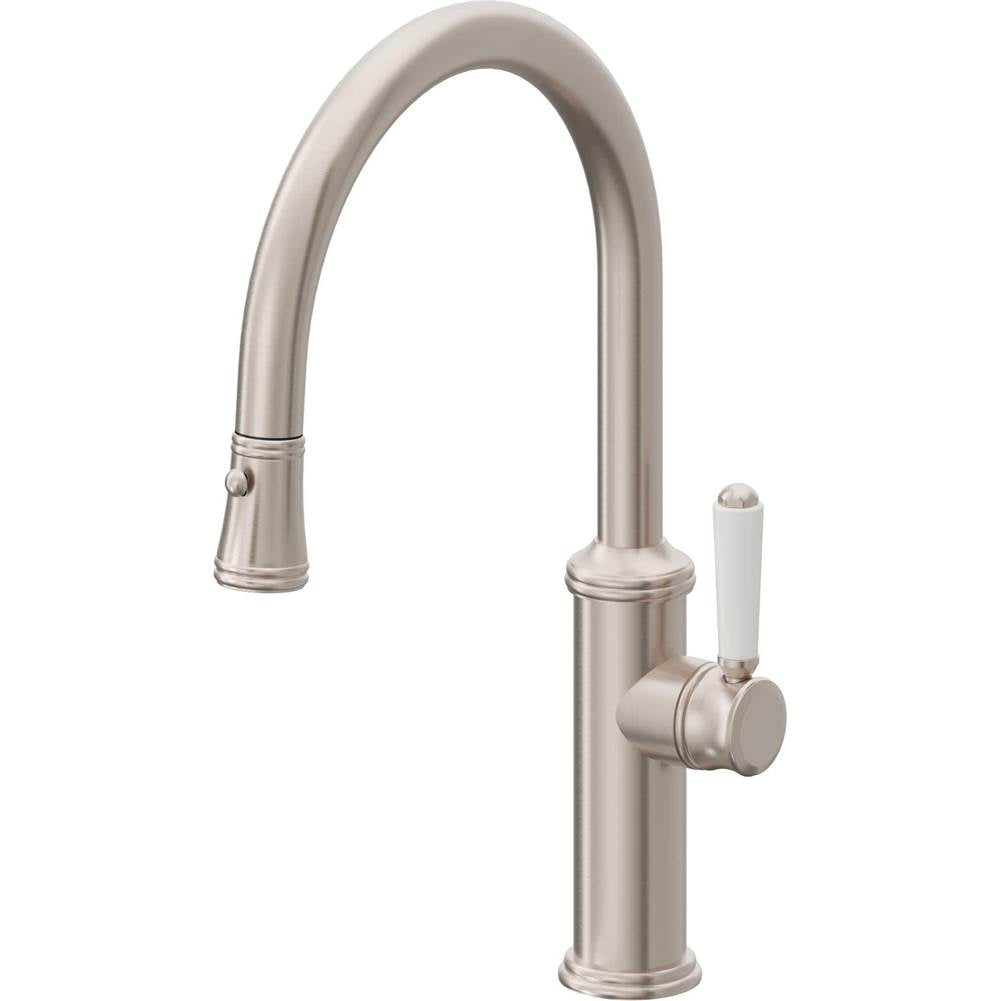 California Faucets Pull-Down Kitchen Faucet with Button Sprayer  - Low Arc Spout