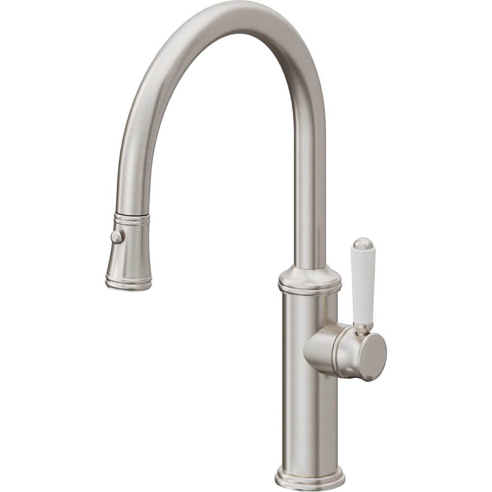 California Faucets Pull-Down Kitchen Faucet with Button Sprayer  - Low Arc Spout