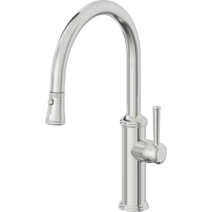 California Faucets Pull-Down Kitchen Faucet with Button Sprayer  - Low Arc Spout