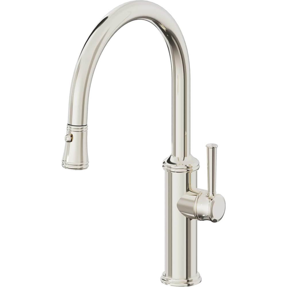 California Faucets Pull-Down Kitchen Faucet with Button Sprayer  - Low Arc Spout