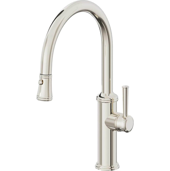 California Faucets Pull-Down Kitchen Faucet with Button Sprayer  - Low Arc Spout