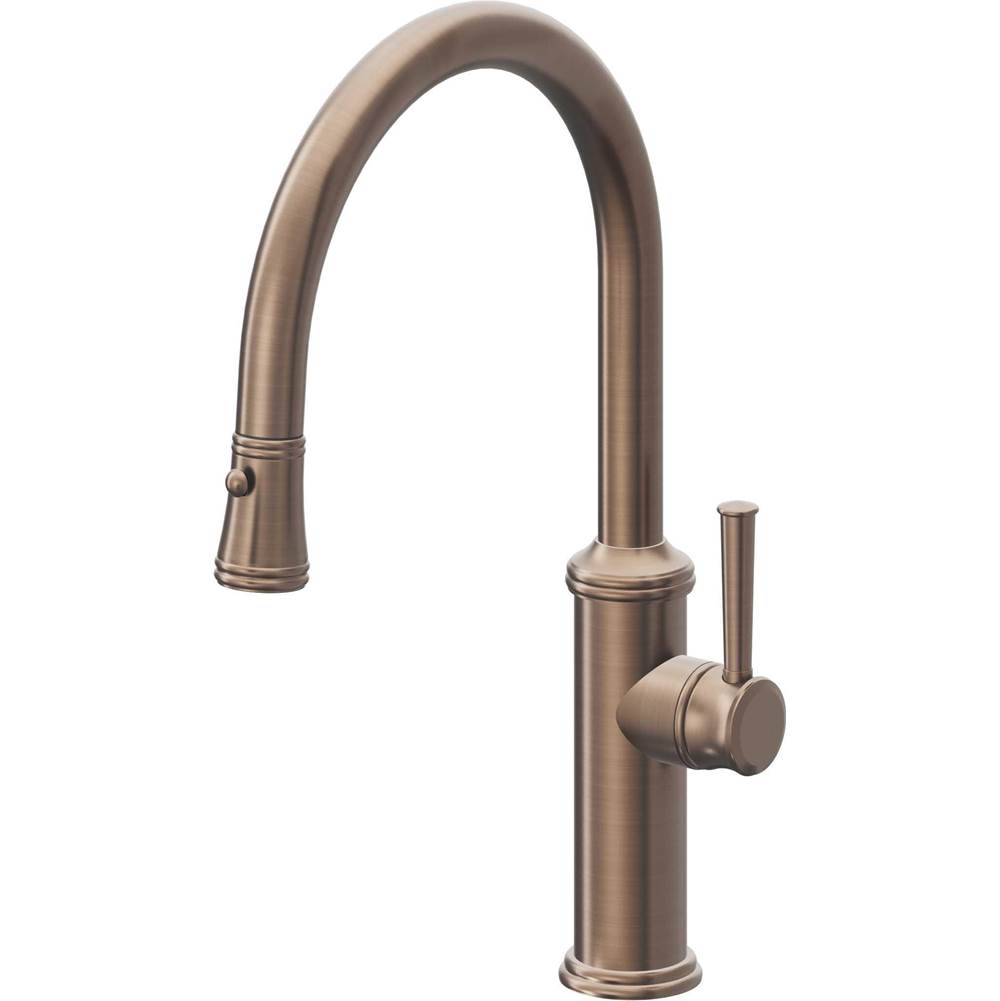 California Faucets Pull-Down Kitchen Faucet with Button Sprayer  - Low Arc Spout
