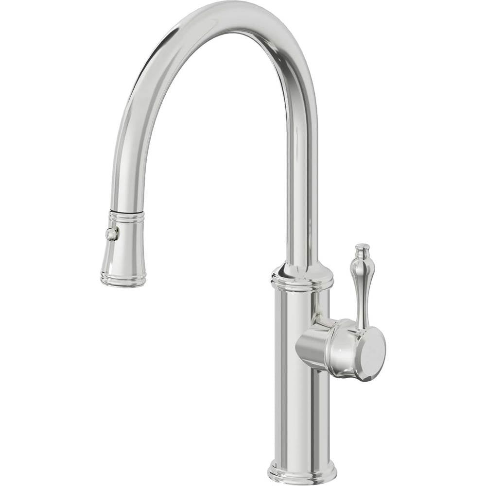 California Faucets Pull-Down Kitchen Faucet with Button Sprayer  - Low Arc Spout