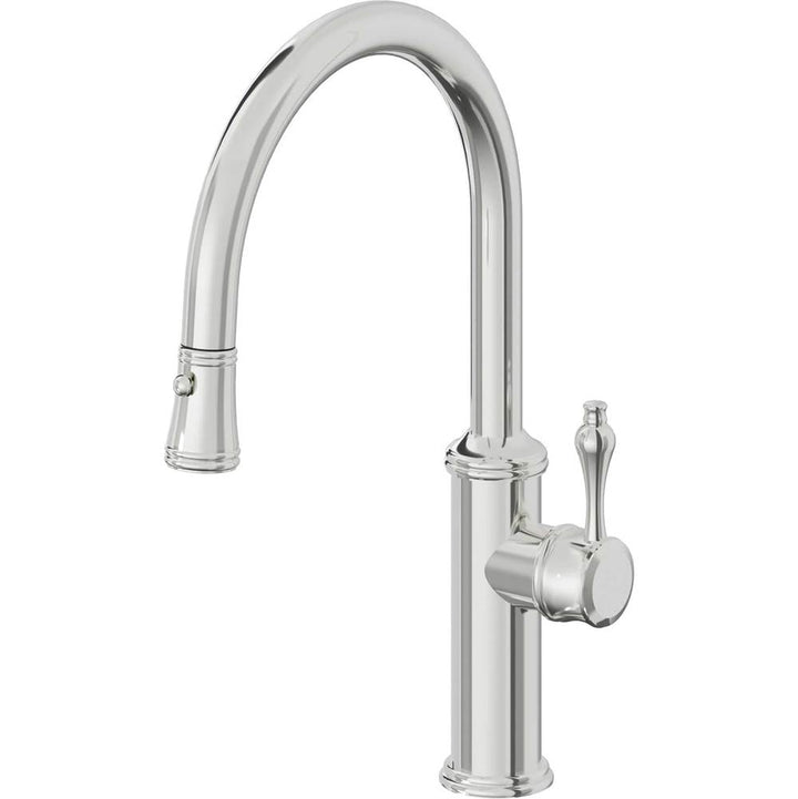 California Faucets Pull-Down Kitchen Faucet with Button Sprayer  - Low Arc Spout