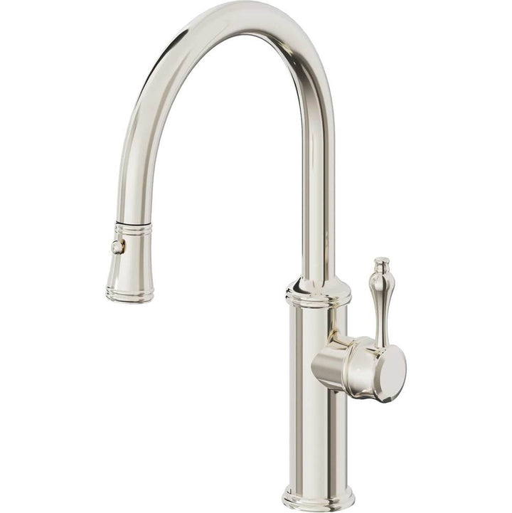 California Faucets Pull-Down Kitchen Faucet with Button Sprayer  - Low Arc Spout