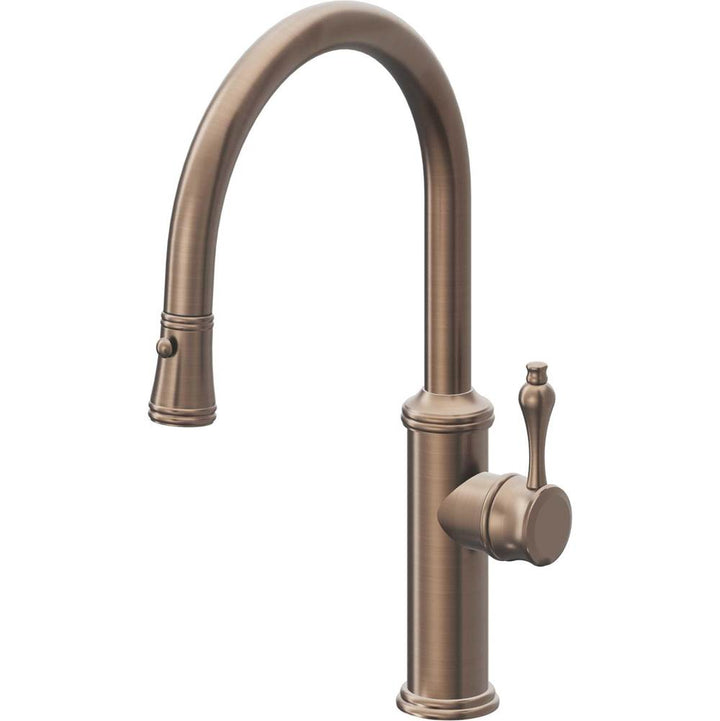 California Faucets Pull-Down Kitchen Faucet with Button Sprayer  - Low Arc Spout